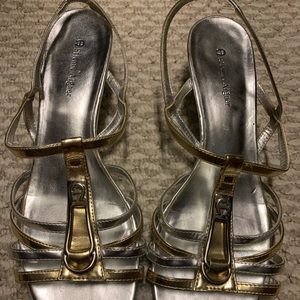 Silver and gold strappy Aigner sandals